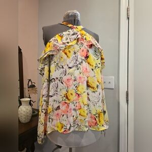 NWT 1X INC International Concepts 'Spring Romance' Halter Cold Shoulder Blouse